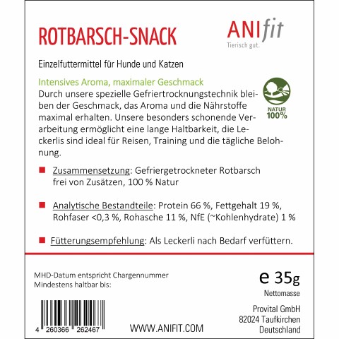 Cat Dog Snacks Red Perch (Rotbarsch) 35g 1 Piece -3- Anifit